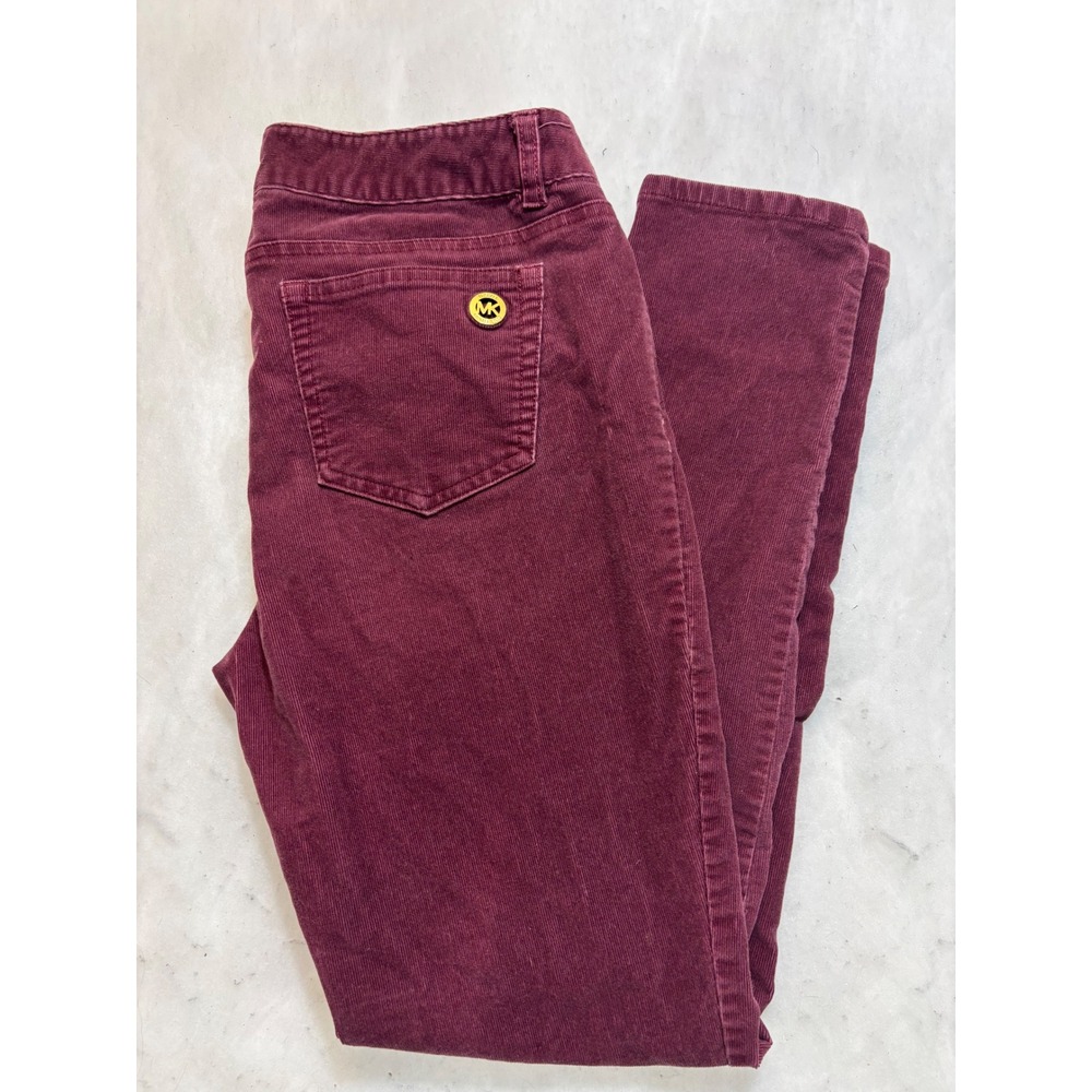 Michael‎ Kors Burgundy Corduroy Pants Slim Fit Women Size 6